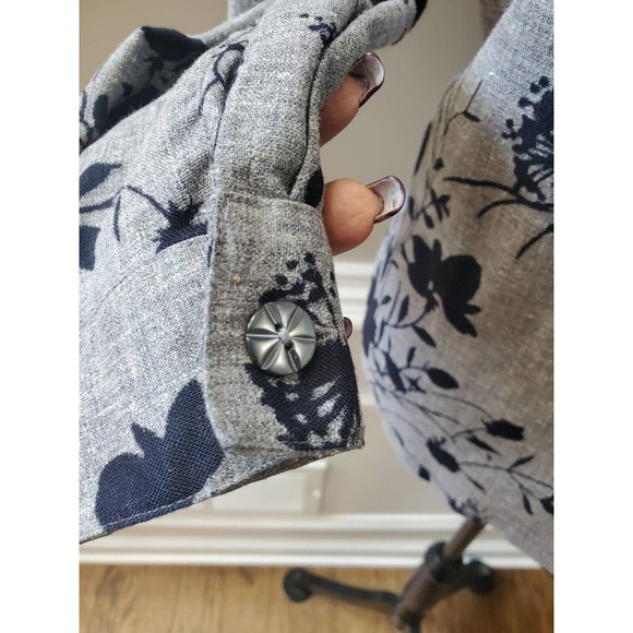 Draper's & Damons Women's Gray Floral Polyester Buttons Front Jacket Blazer PL - Picture 5 of 12